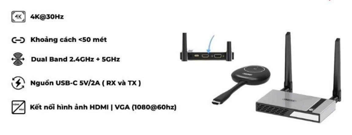28690 Unitek Bộ Thu Phát HDMI 4k30hz Không Dây Unitek V182A