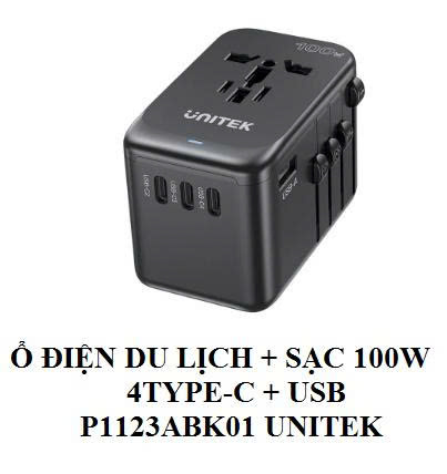 Unitek 29881 Cục sạc du lịch đa năng 100W P1123ABK Unitek
