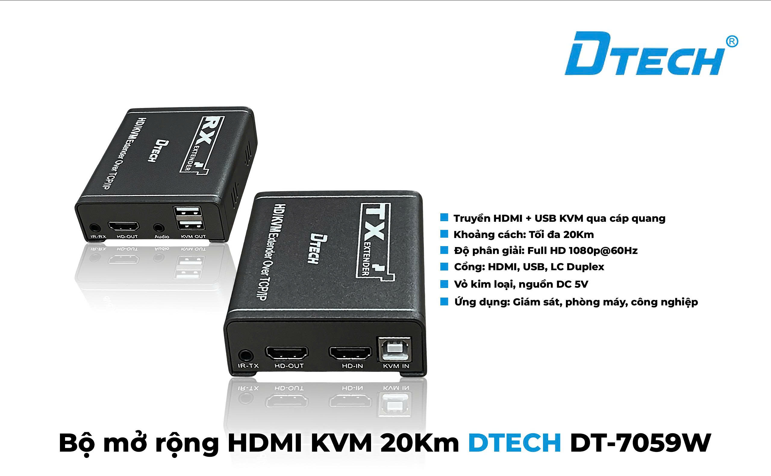 DTECH 29874 BỘ NỐI DÀI HDMI KVM DT-7059W DTECH (02 CÁI/BỘ)