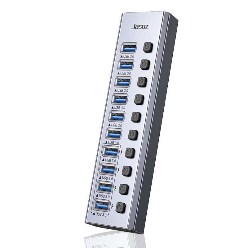 JASOZ 27009 T-F165 USB3.0 10P 5Gbps Hub USB 3.0 10 Cổng Có Công Tắc , Hỗ trợ sạc nhanh BC 1.2 (2.4A) F119