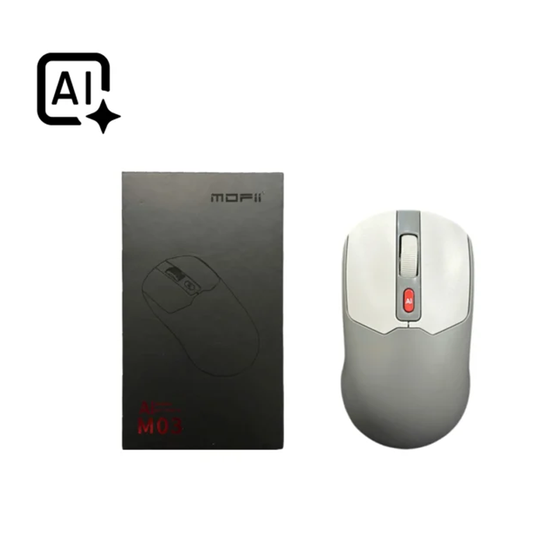 MOFii 27764 M03 1200 DPI MOUSE AI Màu Trắng Xám Chuột không dây AI Dual-Mode kết nối không dây 2.4G và Bluetooth , Hỗ trợ gõ văn bản bằng giọng nói, hội thoại AI, dịch thuật, vẽ AI, tạo PPT, AI viết và đọc tài liệu.
