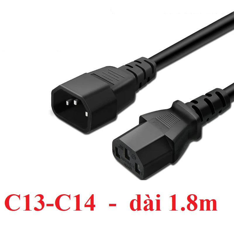 OEM-DH 27227 1.8M Màu Đen Dây nguồn nối dài C13 C14 dài 1.8m hỗ trợ 10A 250V 3c x 0.75mm