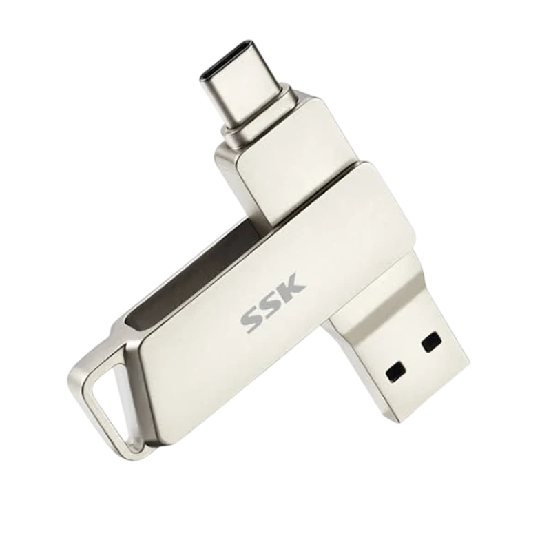SSK 29007 128GB USB3.2 GEN1 Màu xám USB3.2 USB Flash Drive với hai đầu kết nối USB-C và USB-A READ 200MB/s FDU050