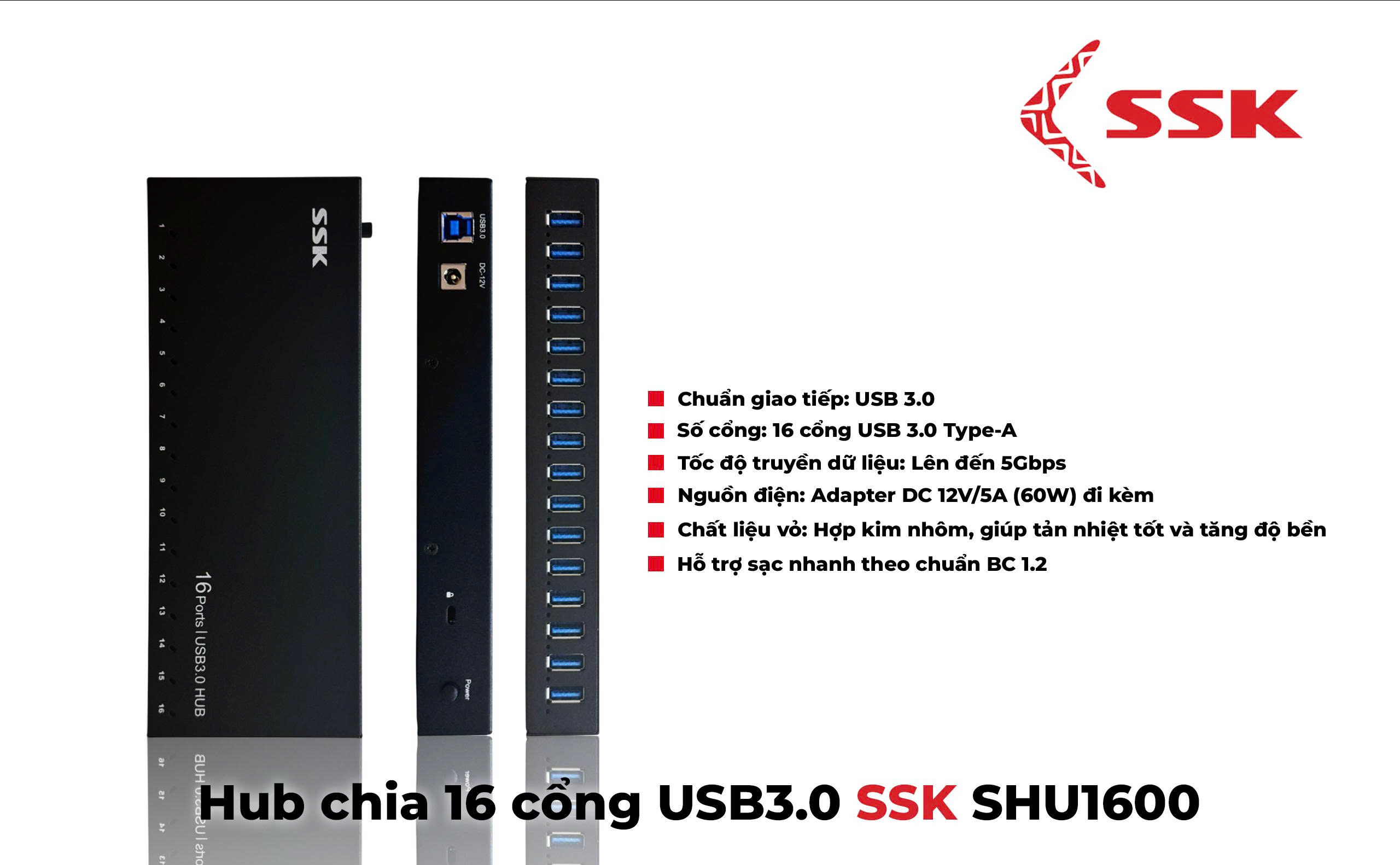 SSK 29858 BỘ CHIA USB 16-18 CỔNG SHU1600 SSK
