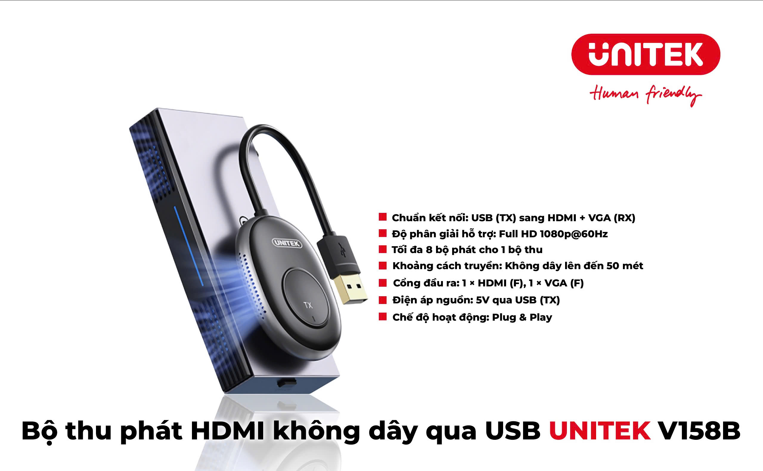 Unitek 29723 THIẾT BỊ CHUYỂN ĐỔI TÍN HIỆU HDMI V158B UNITEK