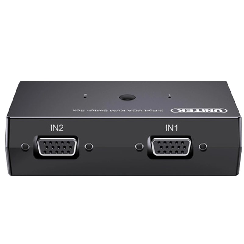 Unitek 29837 U-8709ABK KVM VGA 2 IN 1 OUT Bộ gộp tín hiệu 2 PC dùng 1 màn hình có 3 USB-A hỗ trợ 1920x1080@60Hz
