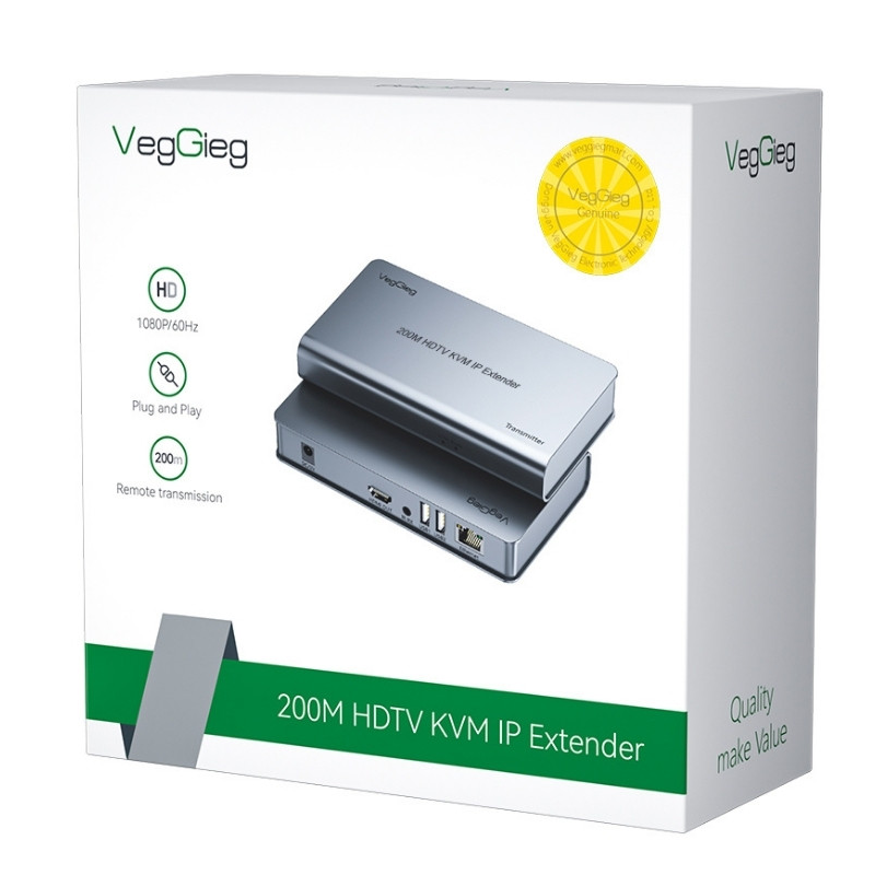 VegGieg 27962 V-HD012 200M KVM Bộ Mở Rộng HDMI 1080P dài 200 Mét bằng cáp mạng hỗ trợ kết nối USB