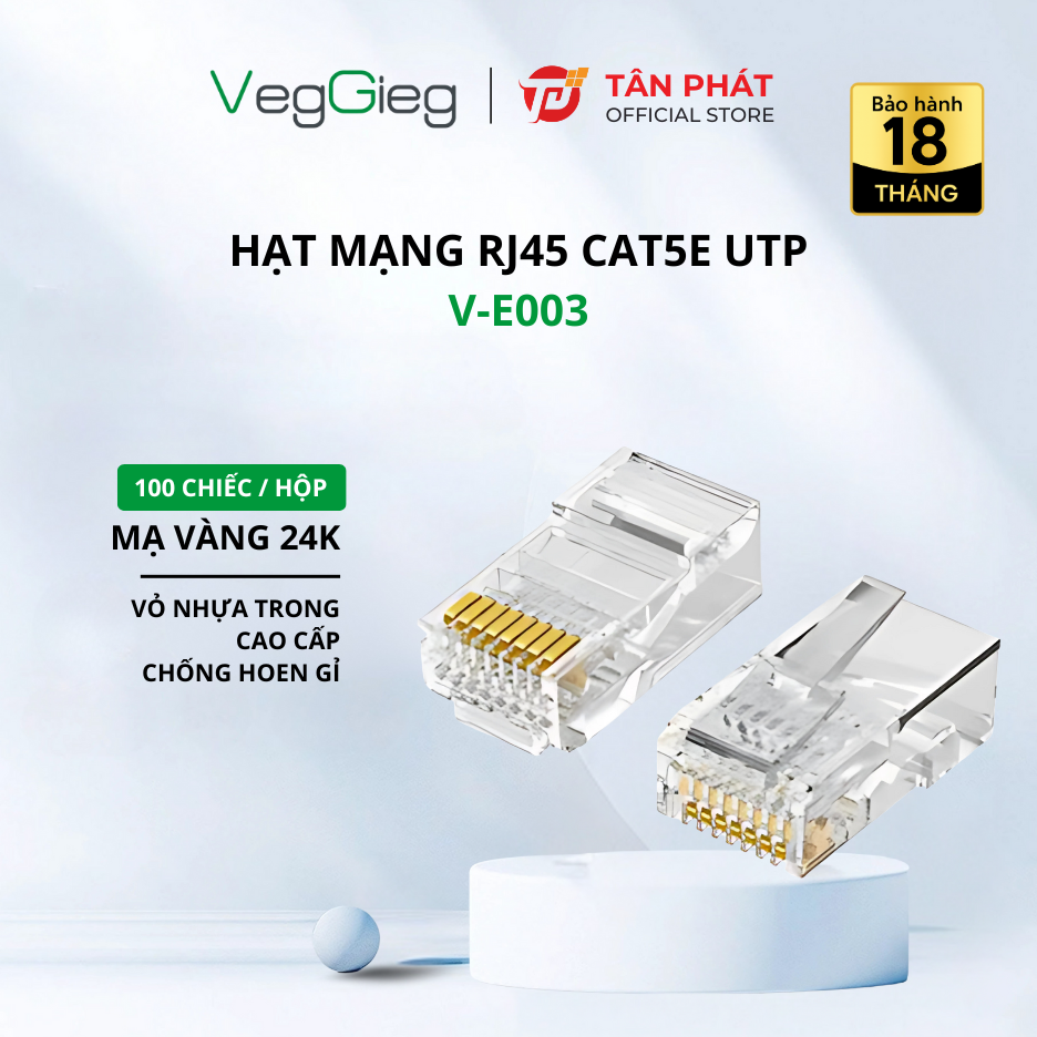 VegGieg 29877 Đầu nối mô-đun không được che chắn RJ45 Cat5e 8P8C VegGieg V-E003