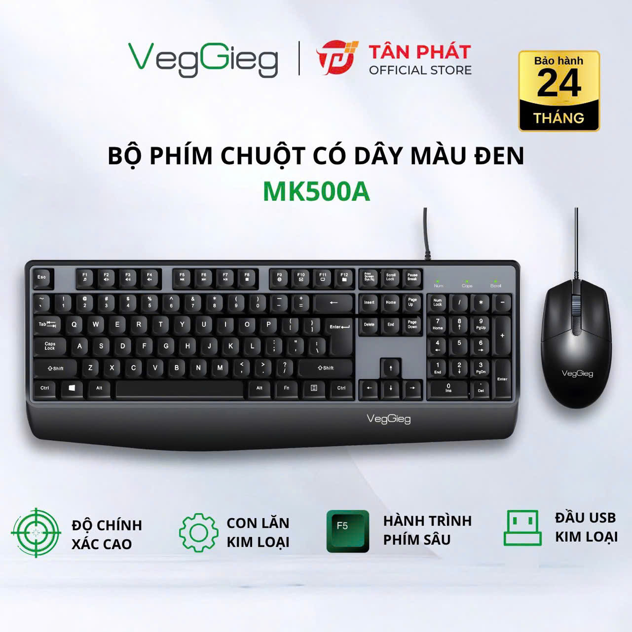 Veggieg 27498 Bộ bàn phím + chuột máy tính có dây MK500A Veggieg : bộ