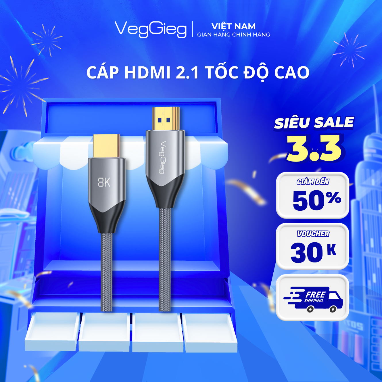 Veggieg 28415 Cáp HDTV 2.1 8K 1,5m VegGieg V-H402