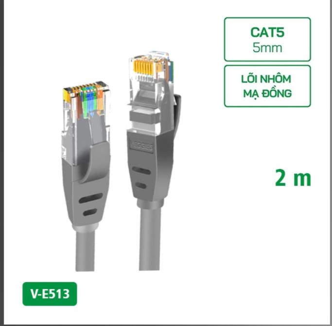 Veggieg 28458 Cáp dữ liệu mạng cat5 bấm sẵn 2 đầu 2m VegGieg V-E513