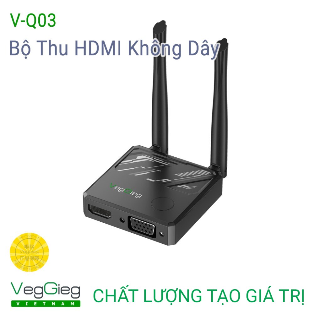 Veggieg 28476 20m 4k30hz Bộ thu VGA+ HDMI không dây hỗ trợ Windows, Android, iOS V-Q03