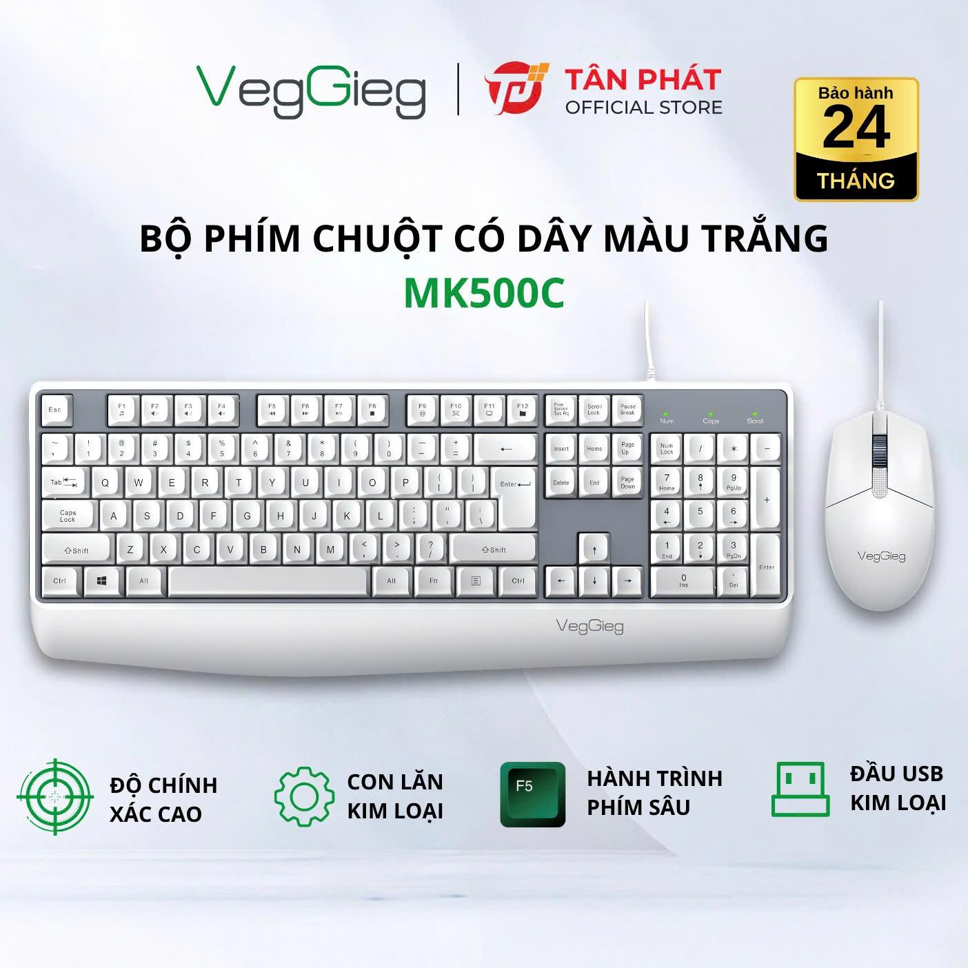 Veggieg 29302 Bộ bàn phím + chuột phím máy tính có dây MK500C Veggieg