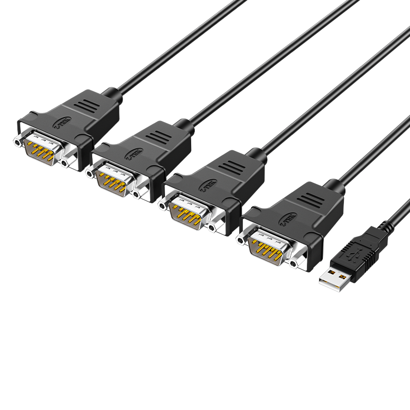 ZTEK 28062 ZE791 1.5M màu Đen Cáp chuyển đổi USB 2.0 sang 4 đầu RS232 DB9