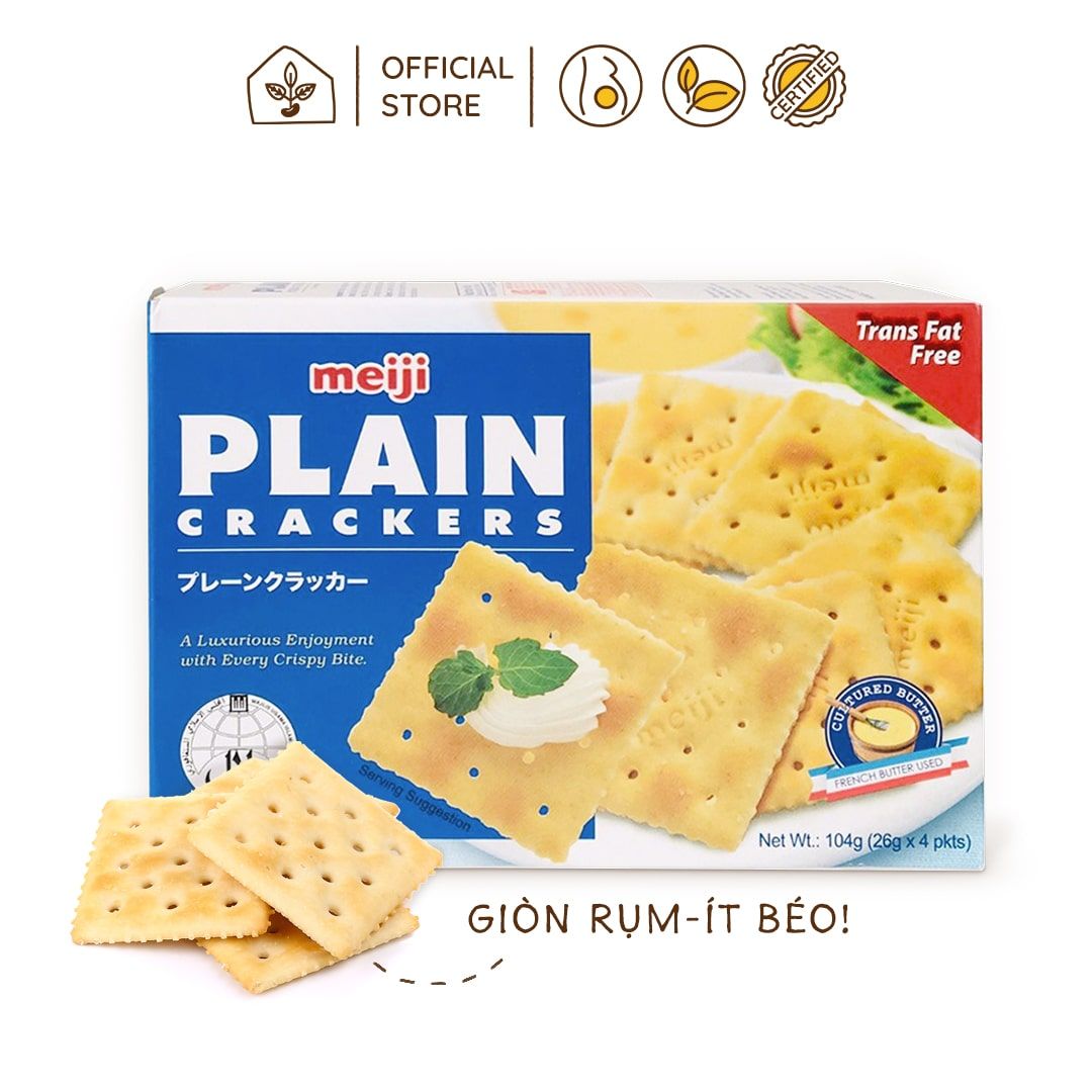 Bánh Cracker Meiji Nhật: Healthy, Giảm Nghén Cho Mẹ Bầu Hộp 104g