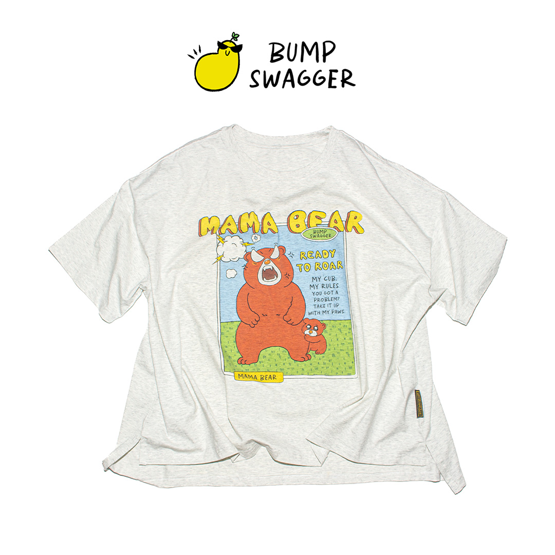 Áo Thun Bầu Xám Tiêu Mama Bear Bump Swagger