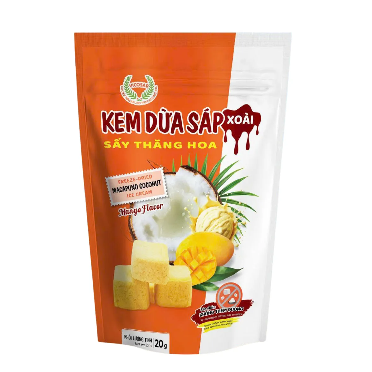 Kem dừa sáp xoài sấy thăng hoa