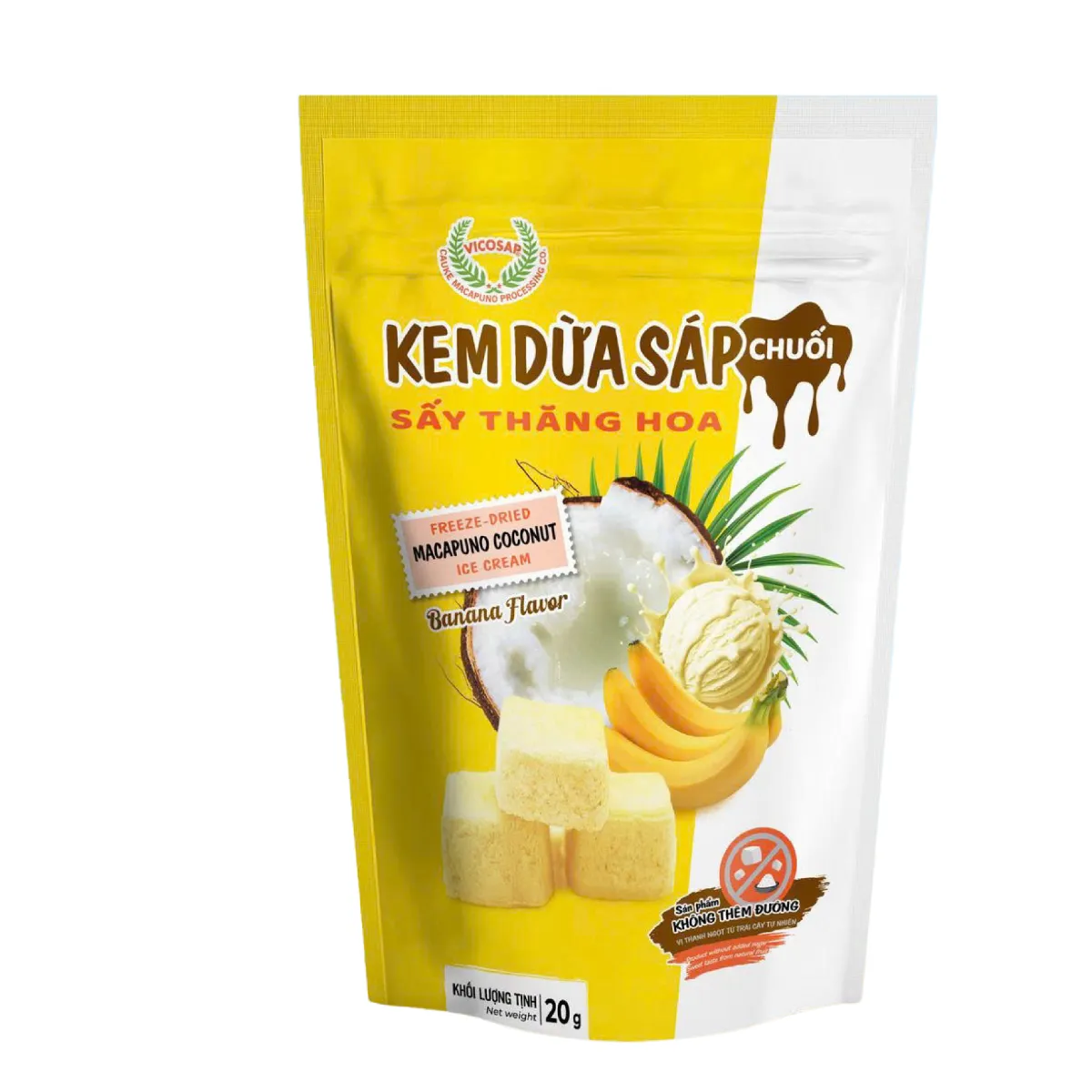 Kem dừa sáp sấy thăng hoa