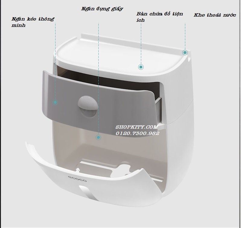Hộp đựng giấy vệ sinh 2 tầng Ecoco 1804 (mã 1777)