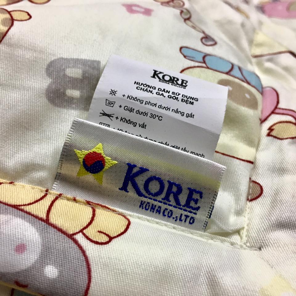 Chăn trần cotton 100% KORE kèm vỏ gối (mã 0142)