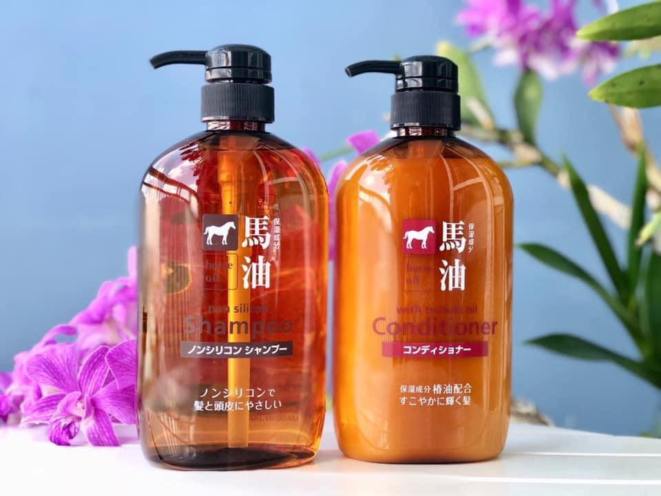 Dầu gội mỡ ngựa Horse Oil Non Silicon Kumano Cosmetics Japan  (mã 2916)