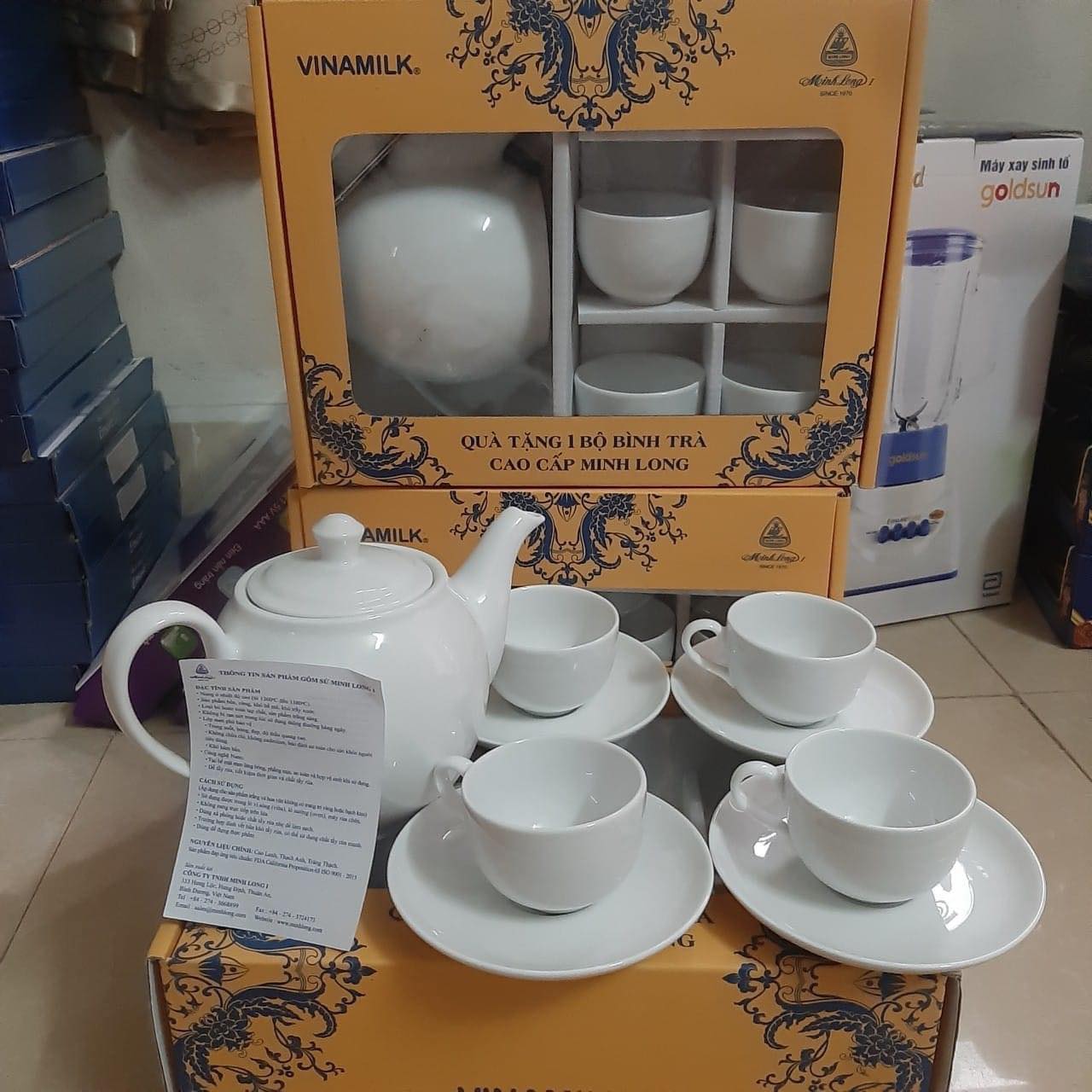 Bộ ấm chén sứ Minh Long Vinamilk