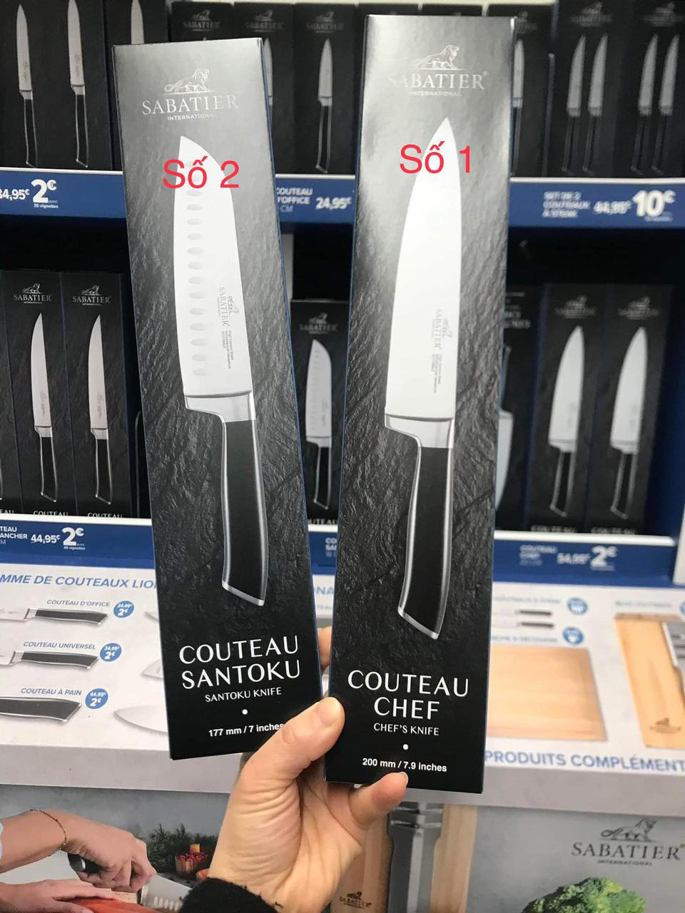 Dao thép không gỉ SABATIER Pháp - mẫu số 2 (Couteau SANTOKU 17,7cm)