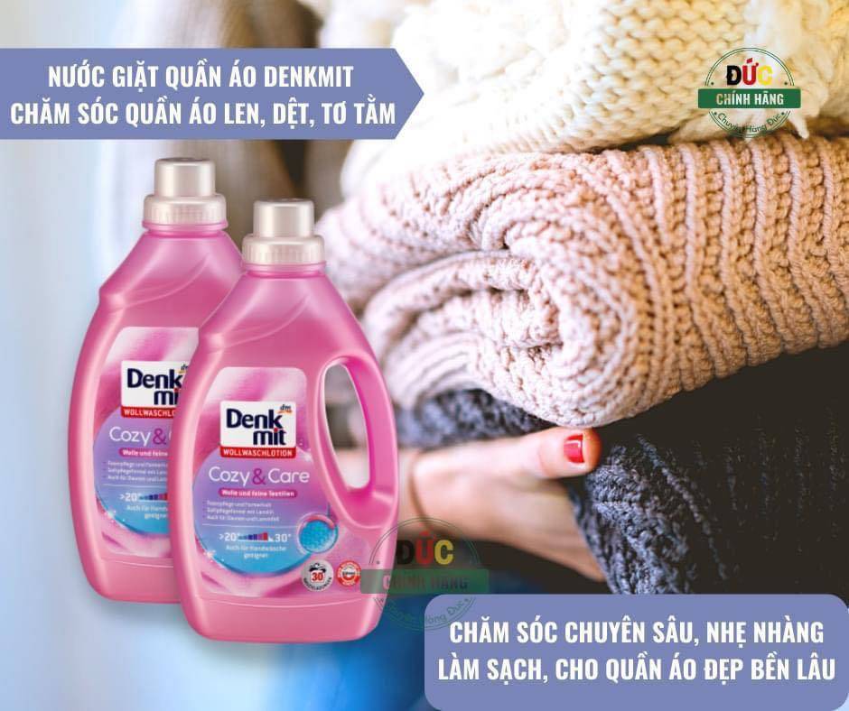 Nước giặt Denkmit 1,5L màu hồng - dành cho quần áo màu, len, lụa