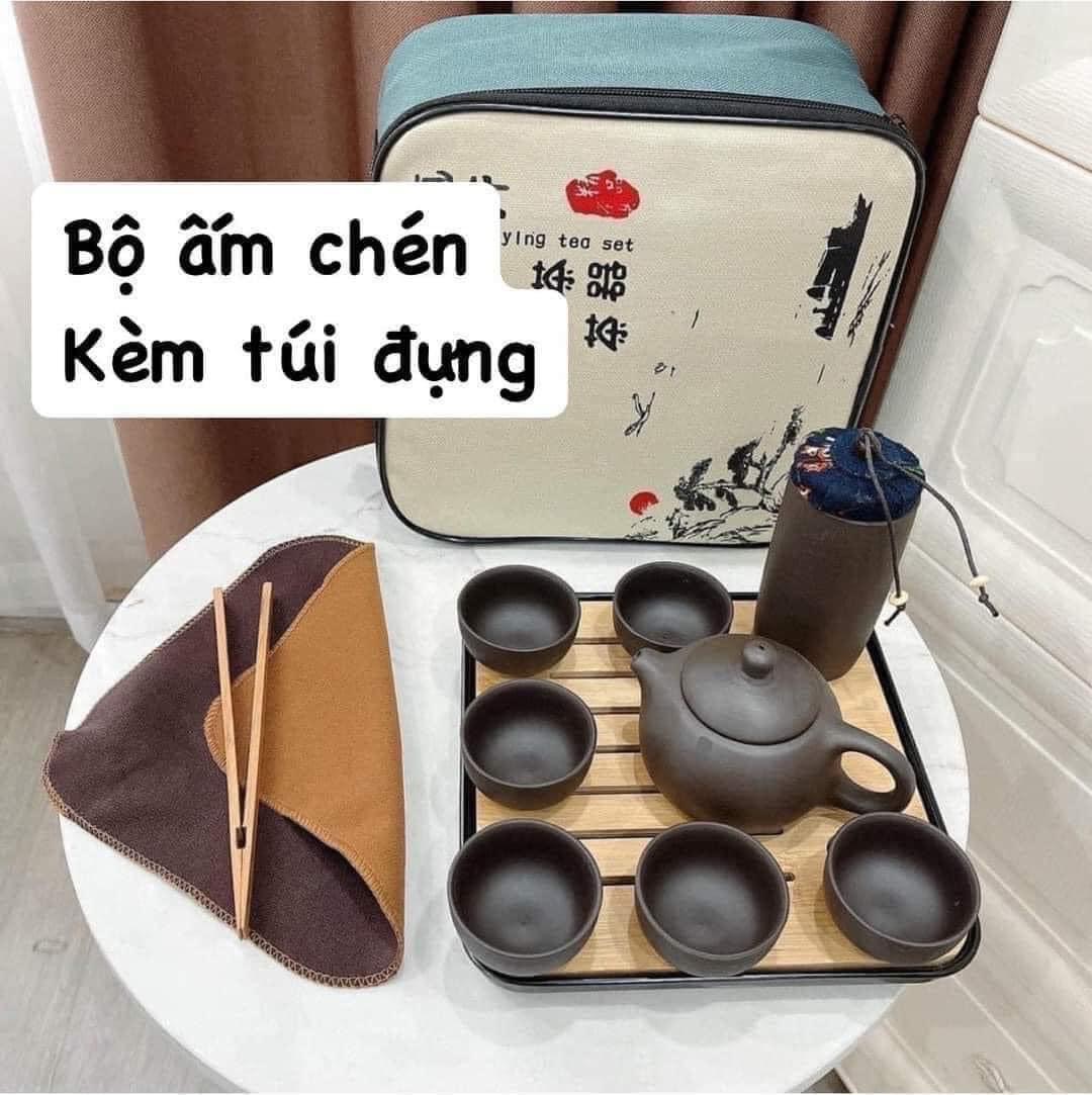 Bộ ấm trà tử sa full món kèm túi đựng