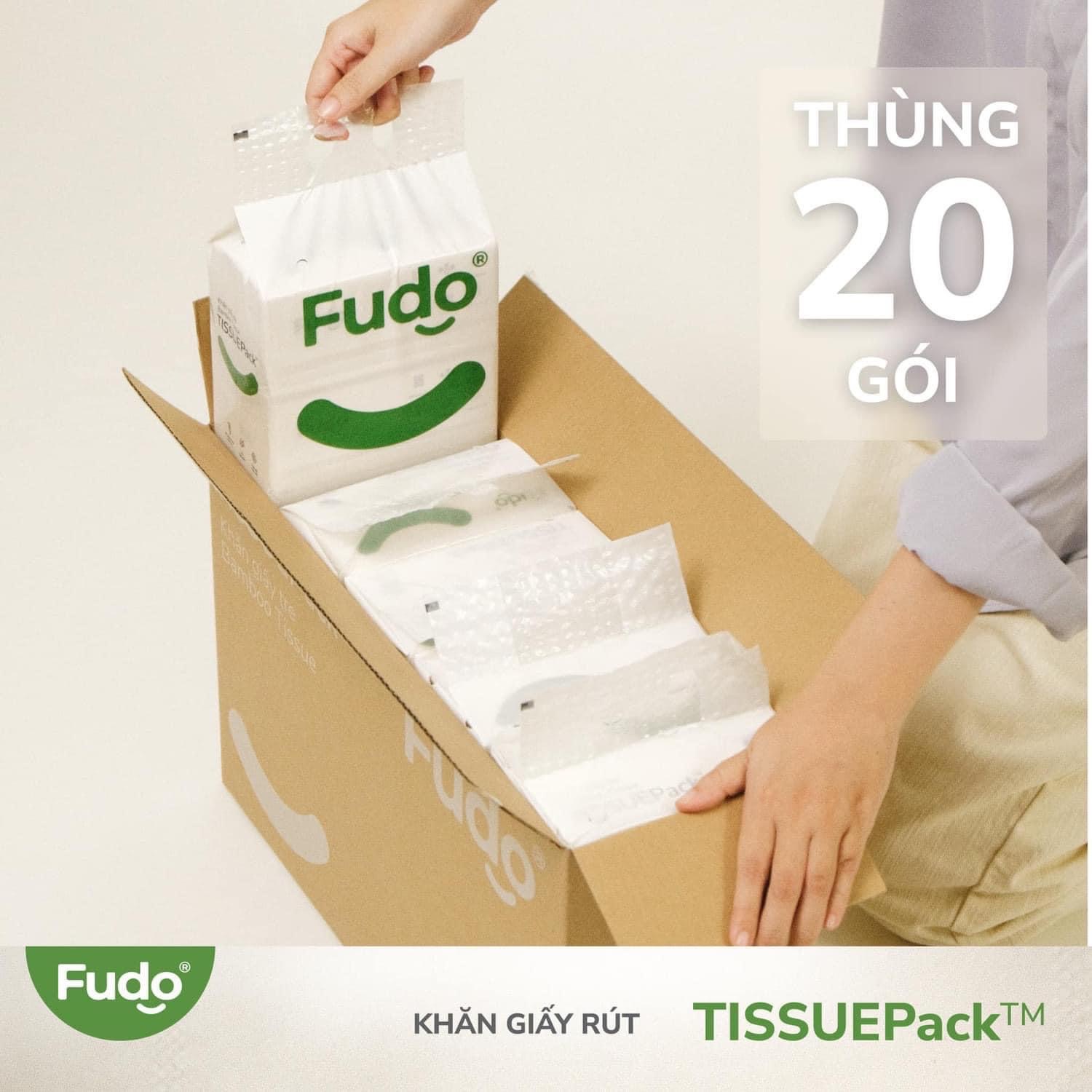 Thùng 20 gói giấy ăn không tẩy trắng Fudo