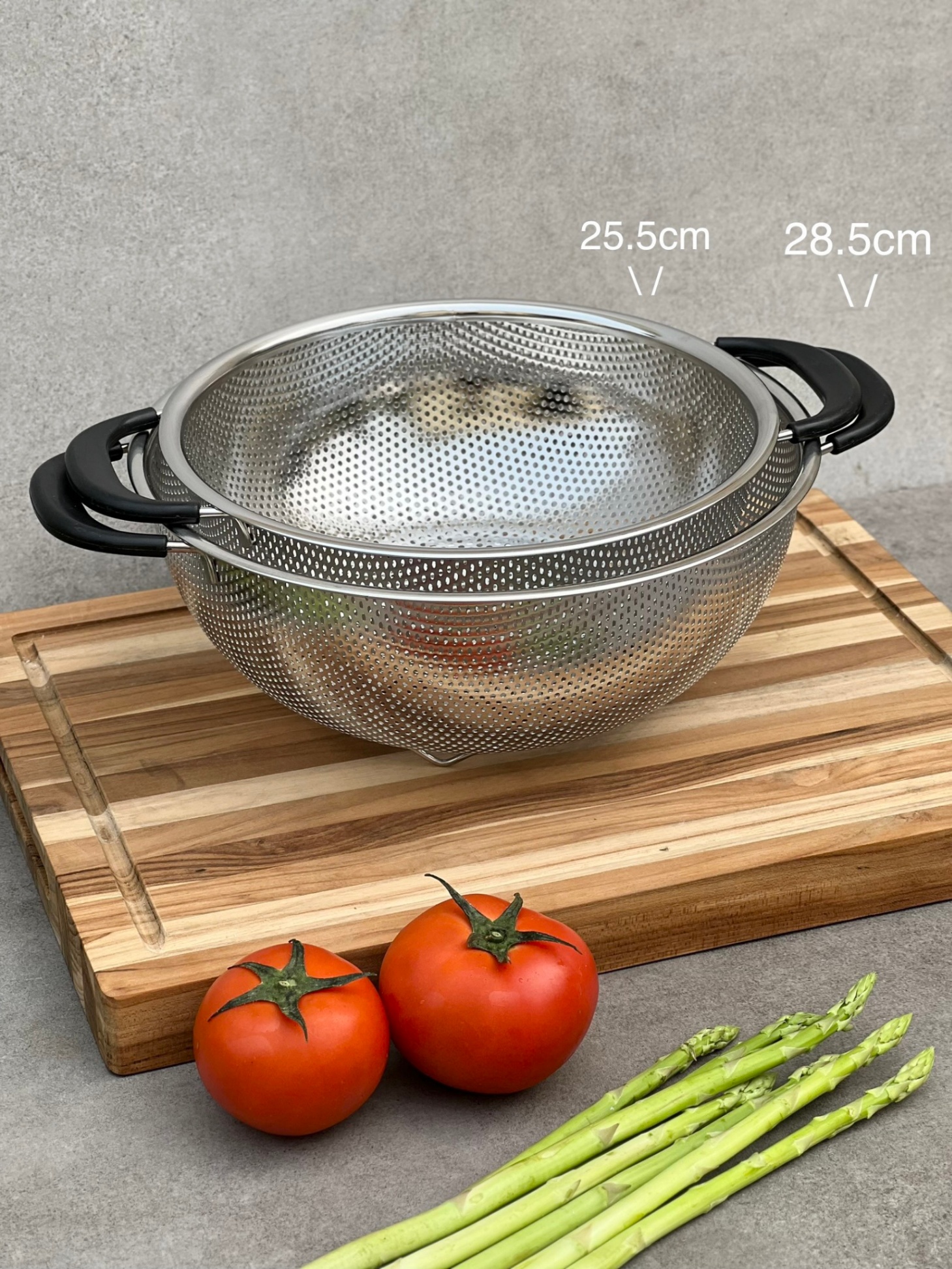 Rổ inox có chân 2 tay cầm Kaiyo - size 28.5cm (size L)