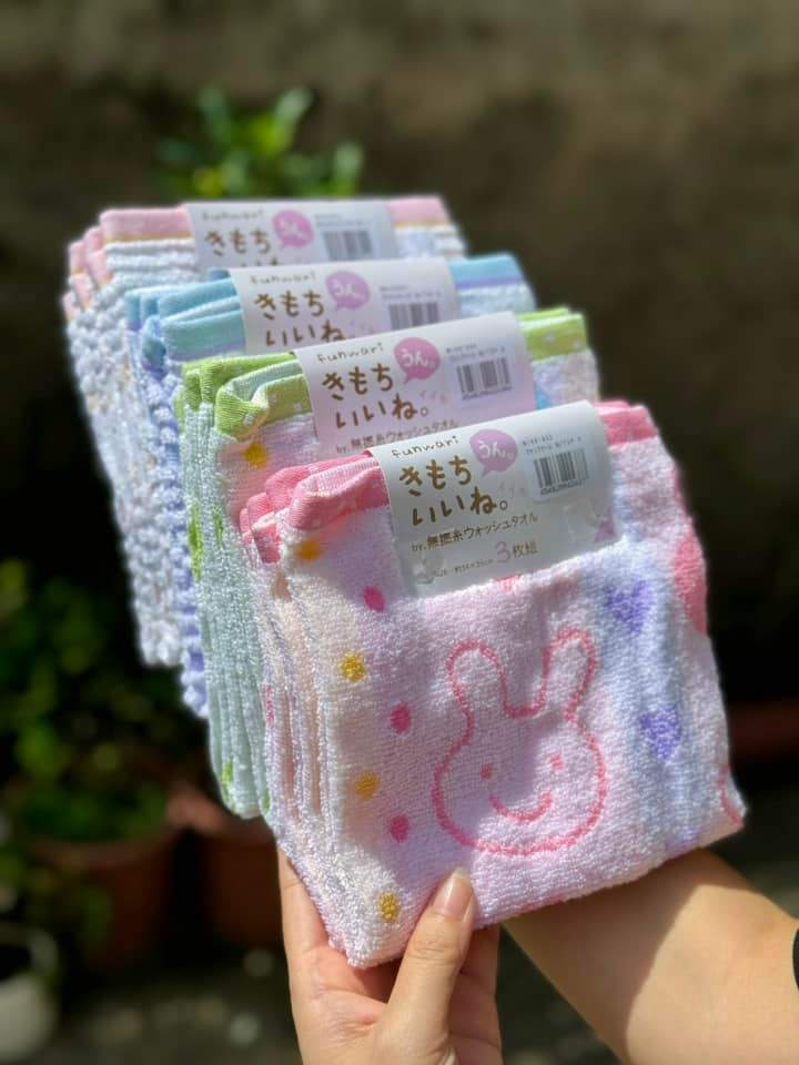 Set 3 khăn mặt cotton Hayashi hàng nội địa Nhật size 34 x 35cm