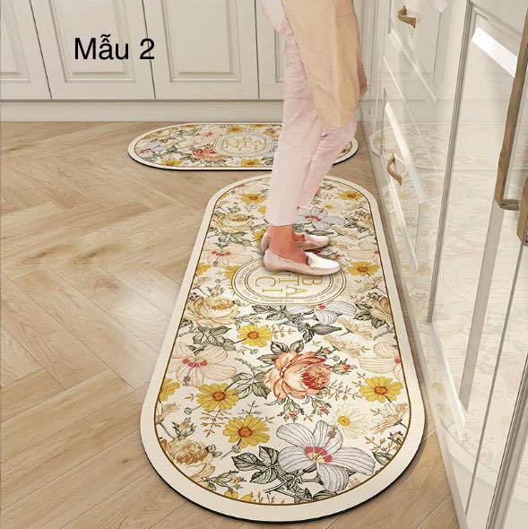 Set 2 Thảm silicon decor mẫu ovan 40x60cm