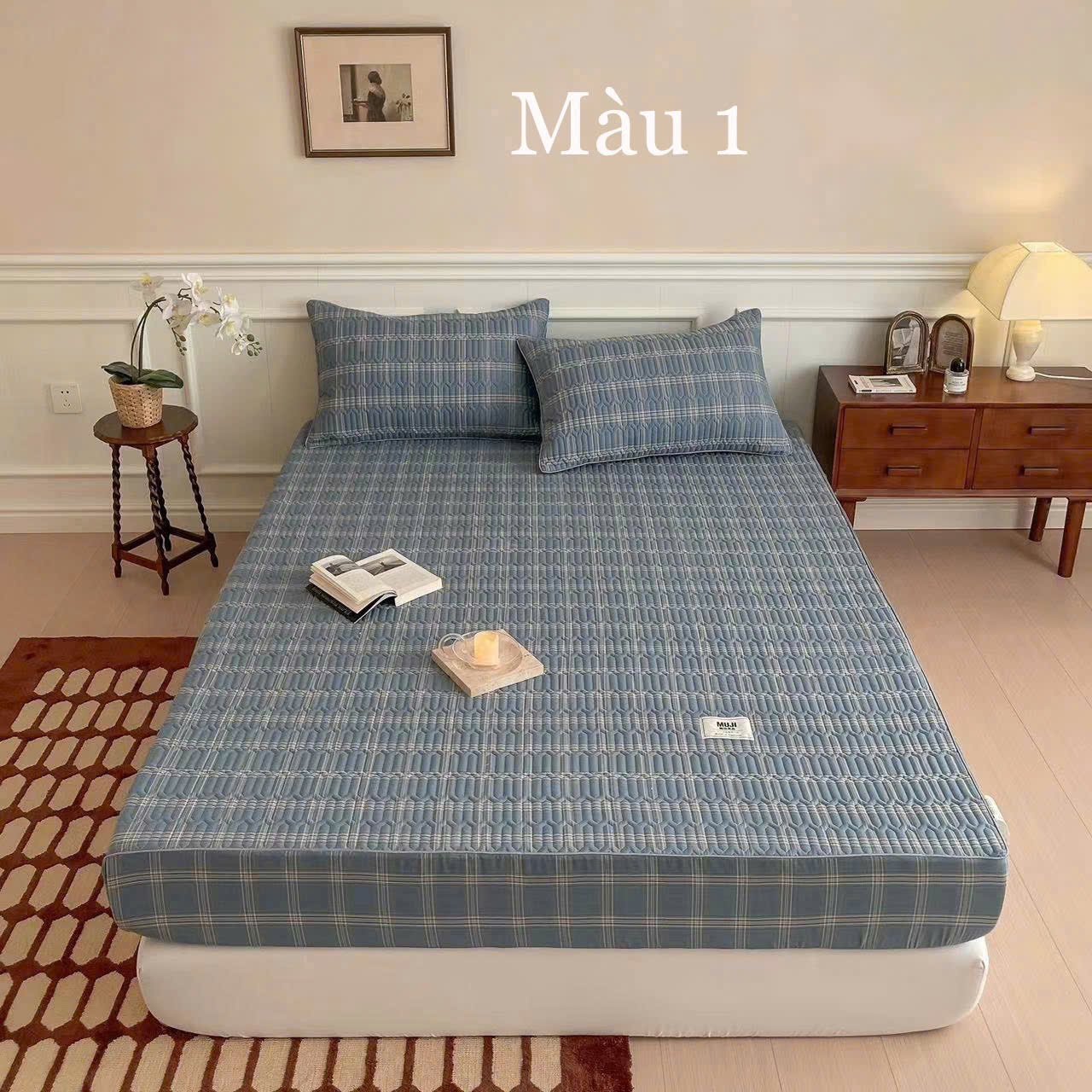 Bộ ga, vỏ gối trần bông chất liệu cotton sợi tre MUJI - Size 2.2 x 2m