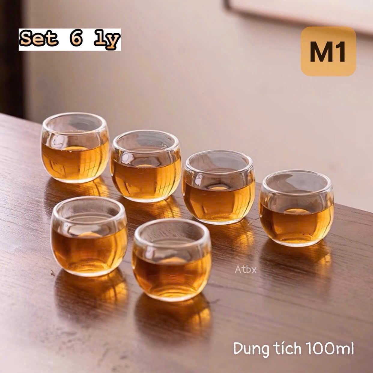 Set 6 ly rượu thuỷ tinh tròn 100ml