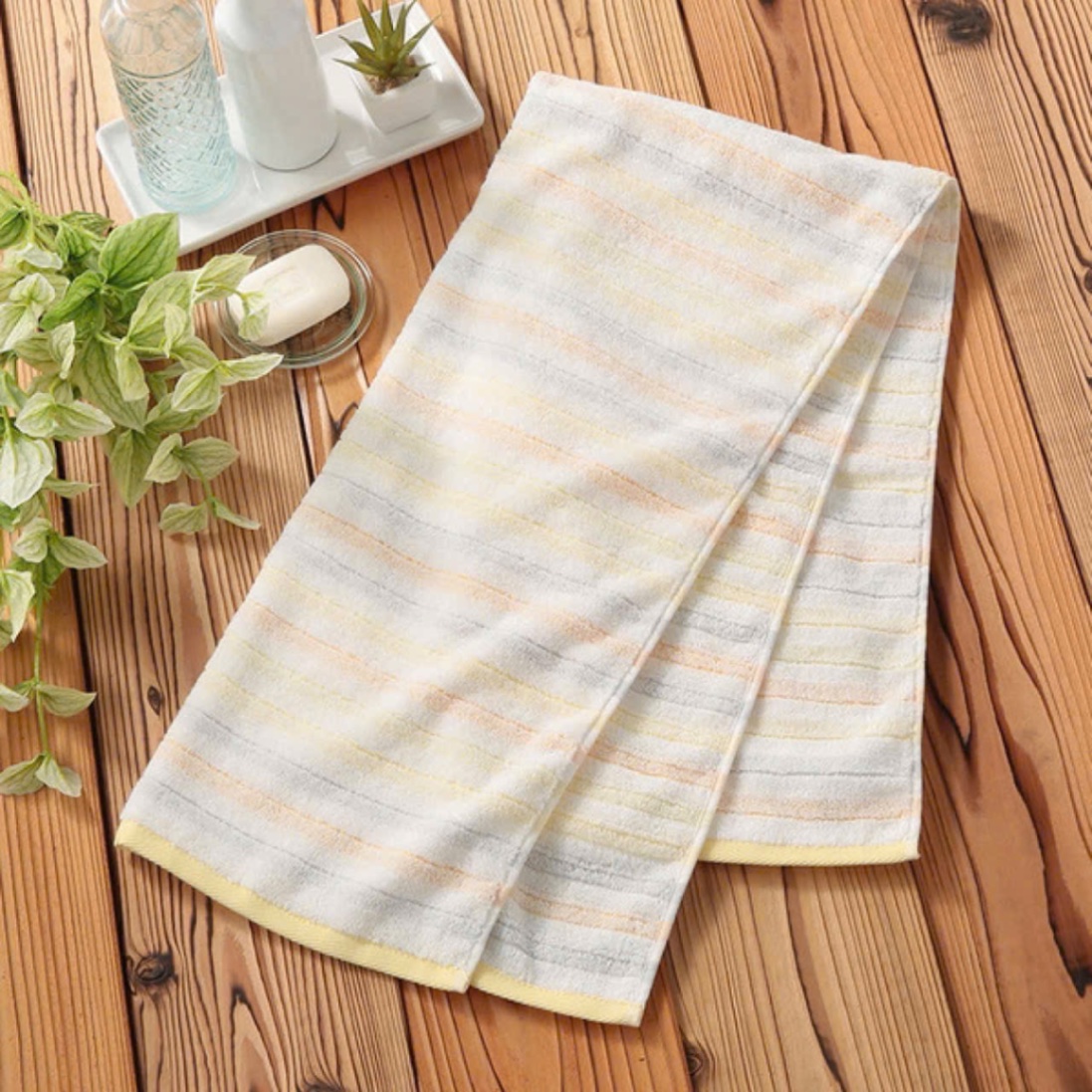 Khăn tắm cotton organic size 70x140cm - mẫu kẻ màu sắc