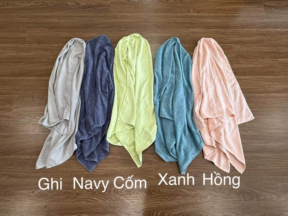 Khăn tắm cotton organic Muji màu trơn - size 70x140cm