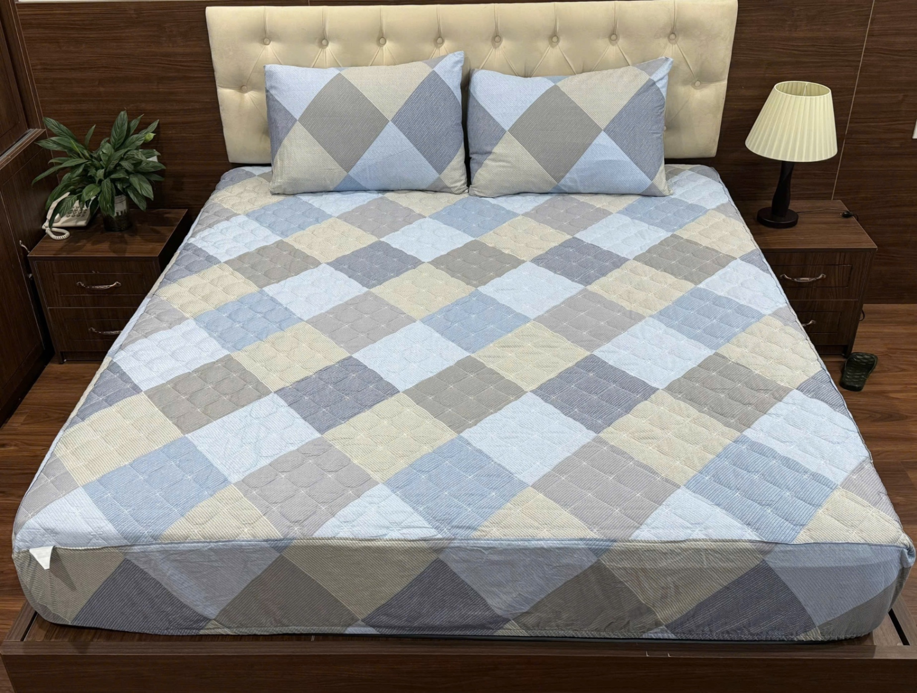 Bộ ga chần kèm 2 vỏ gối cotton 100% Kawa Nhật