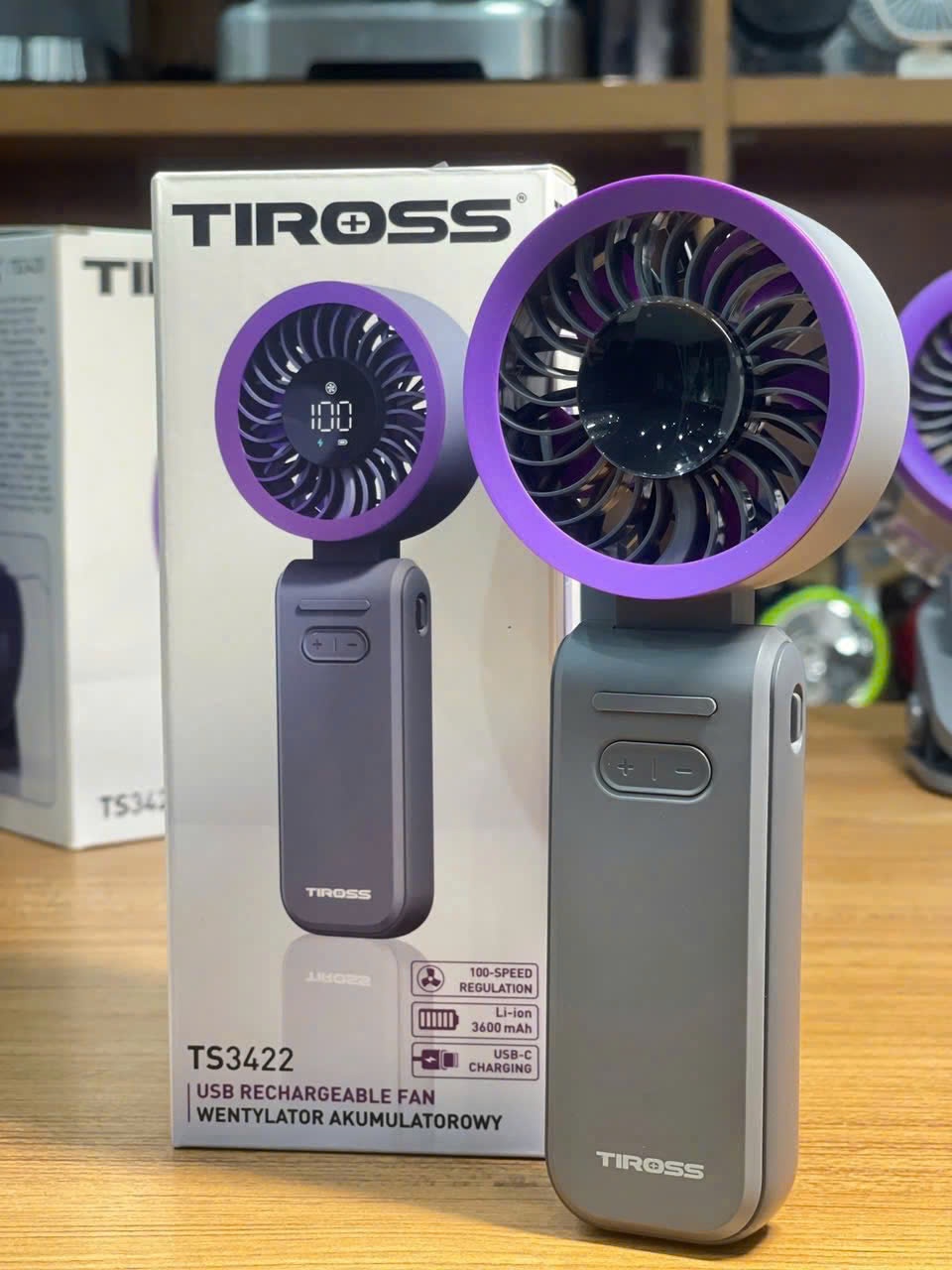 Quạt sạc USB cầm tay mini Tiross TS3422