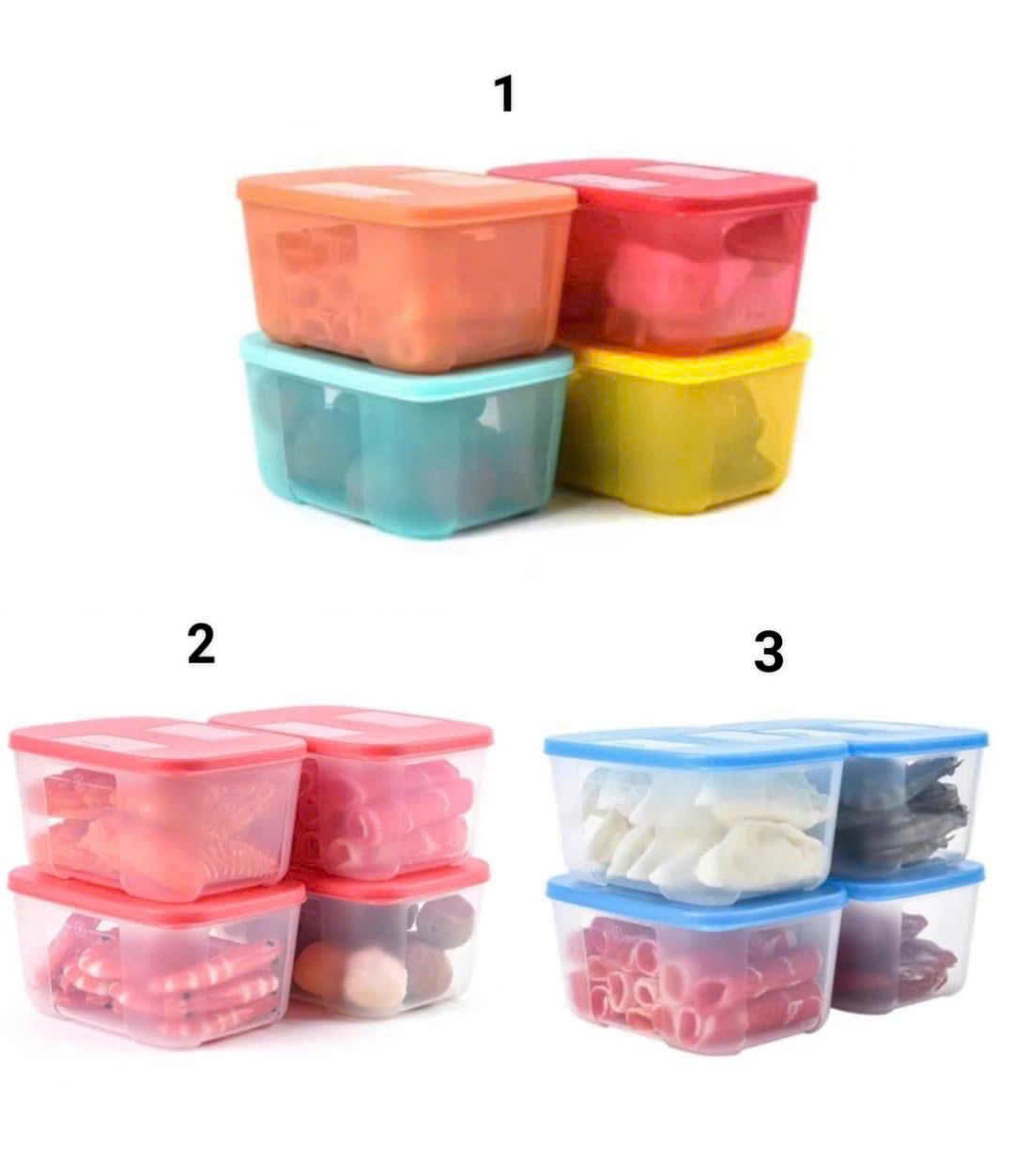 Set 4 hộp đông dẻo Tupperware 700ml - mẫu 1 (màu sắc)