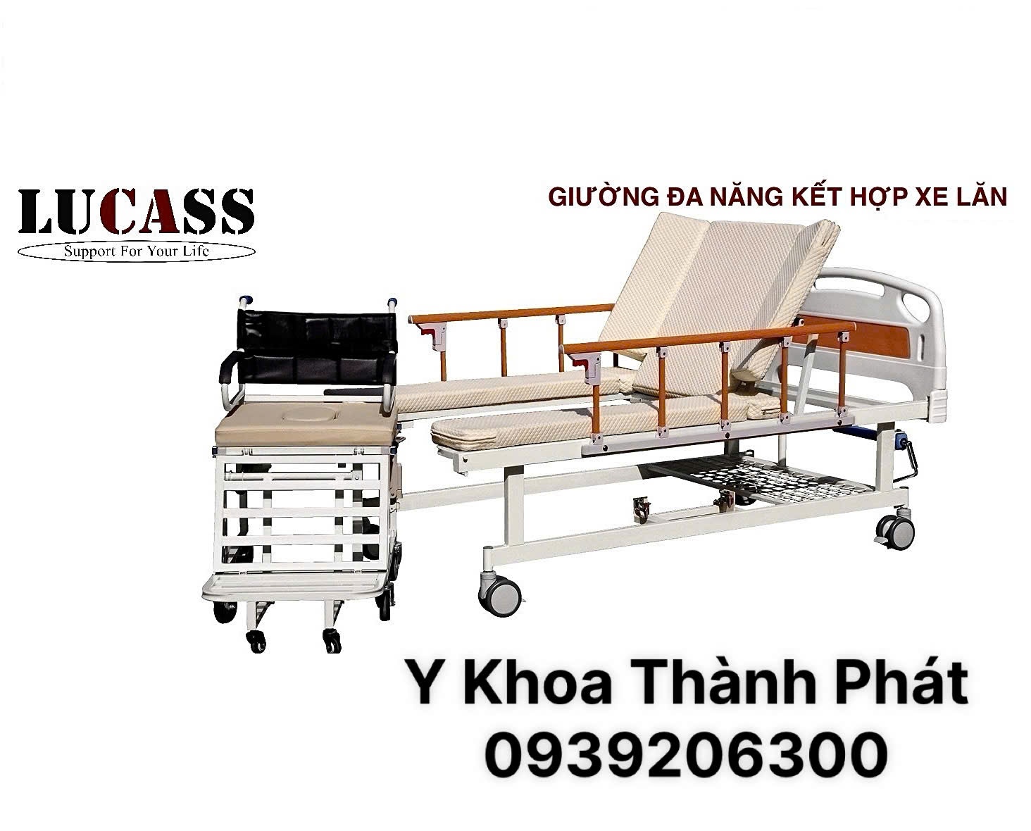  Giường Bệnh Nhân Tách Làm Xe Lăn GB-C243 