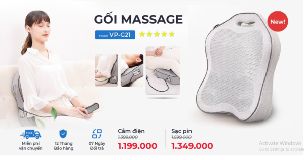 GỐI MASSAGE VP-G21 giúp giảm đau tại mọi nhóm cơ