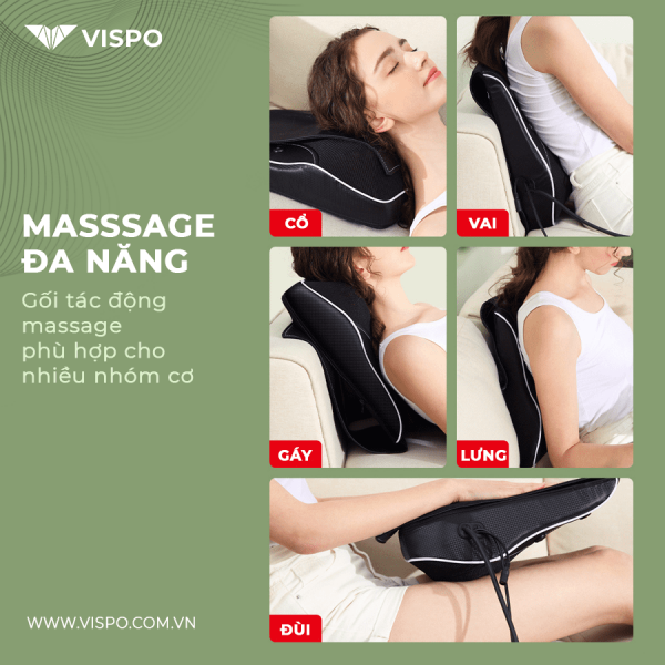 Gối massage Vispo phù hợp cho nhiều nhóm cơ