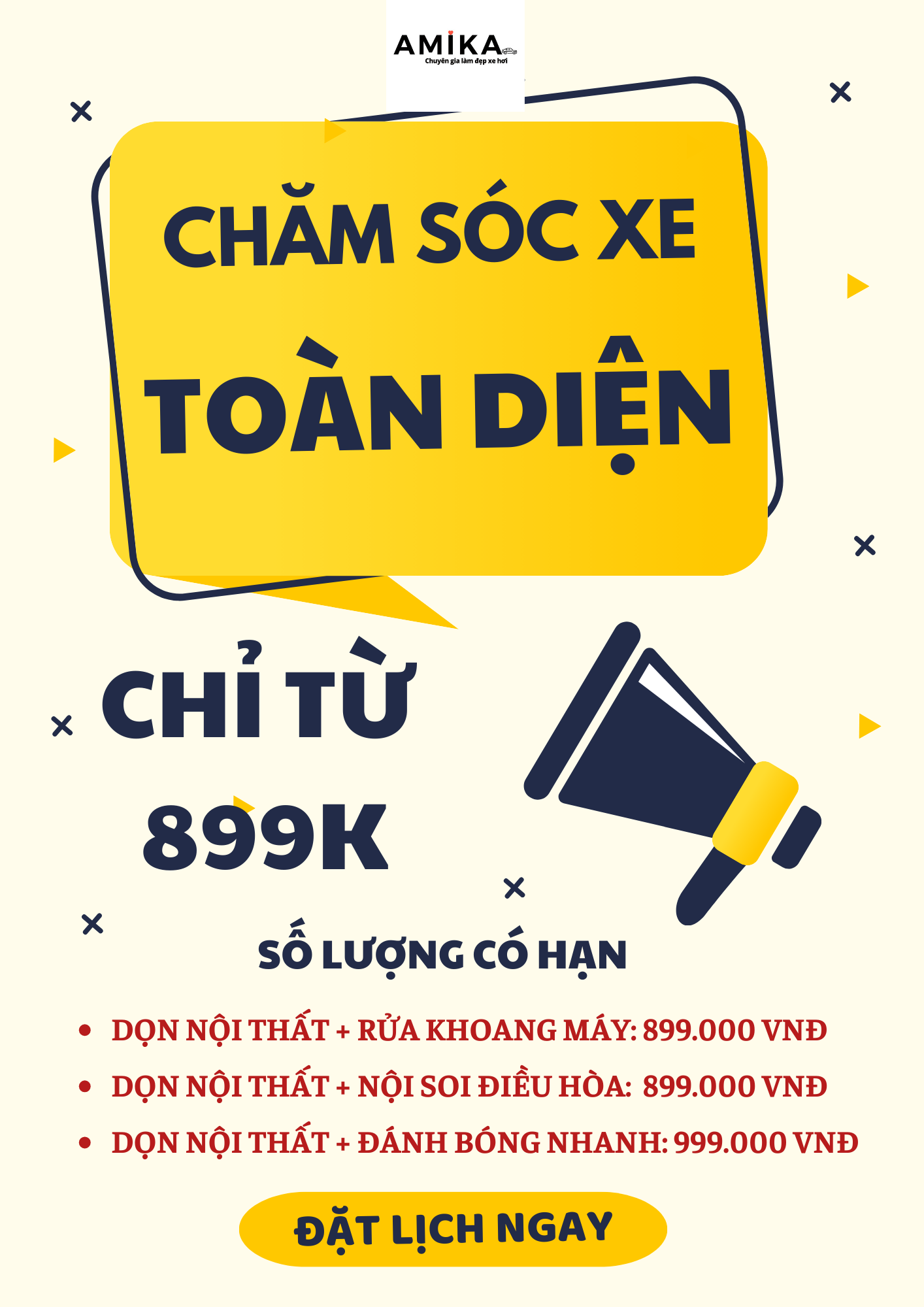 Gói chăm sóc xe toàn diện nội và ngoại thất chỉ 899K