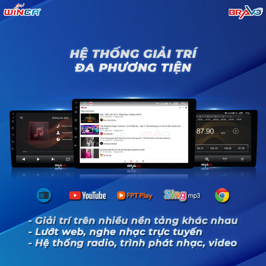 hệ thống giải trí màn hình android bravo