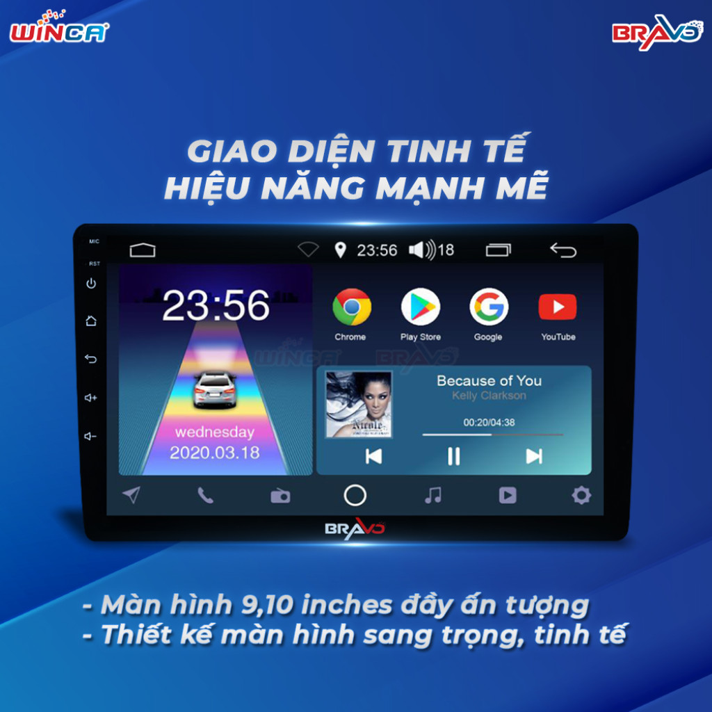 màn hình android ô tô bravo