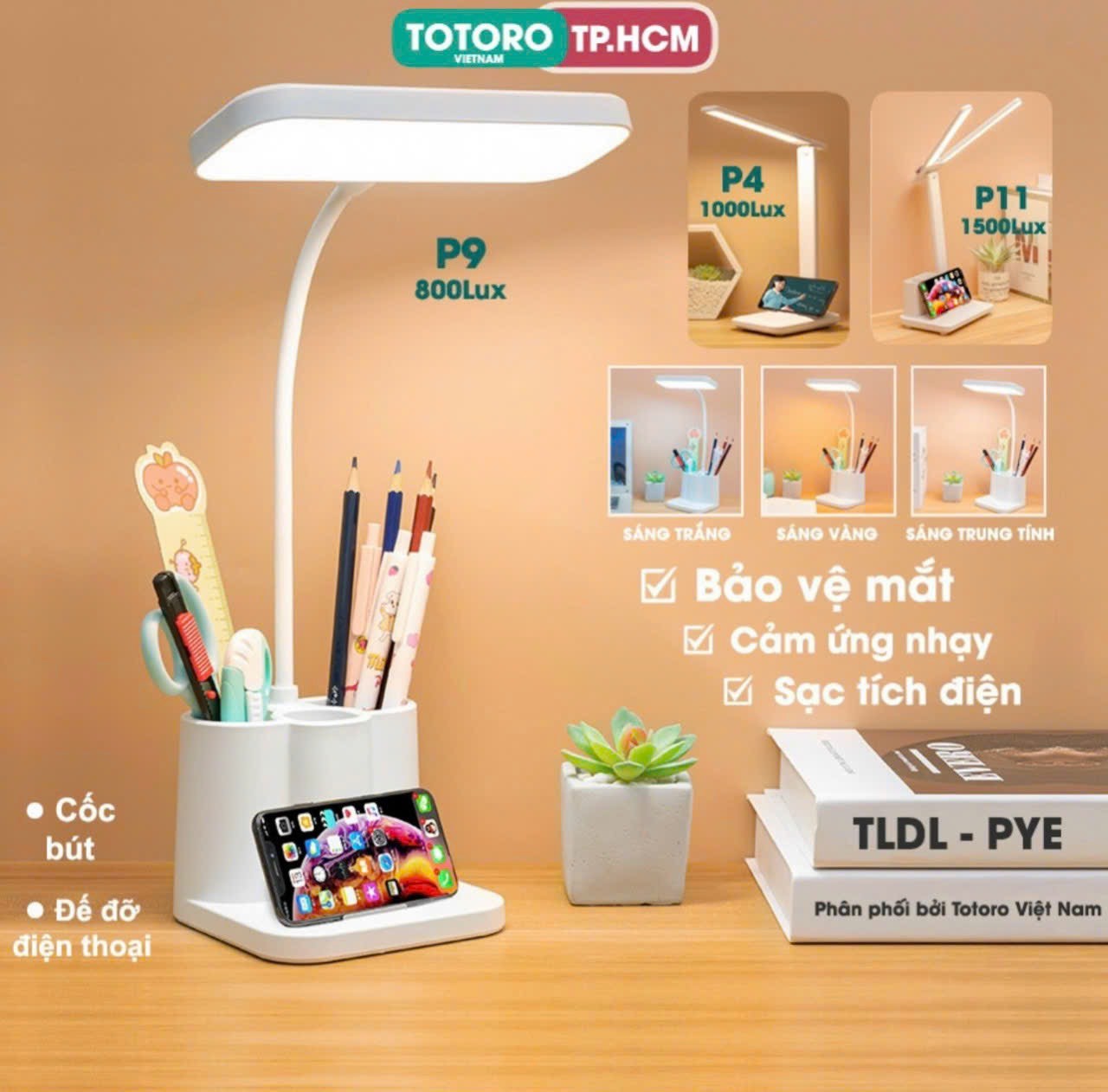 Đèn Học Tích Điện Kèm Ống Cắm Bút