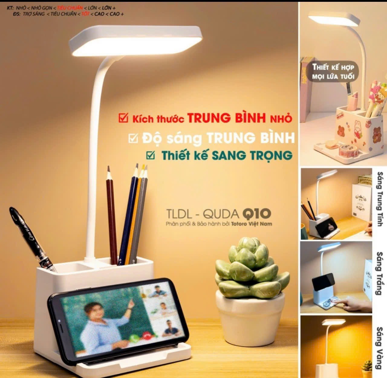 Đèn Học Tích Điện Kèm Ống Cắm Bút