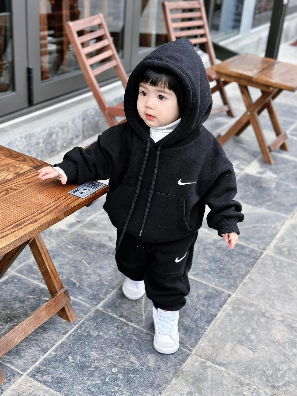 Bộ nỉ nike hoodie 2 màu cho bé