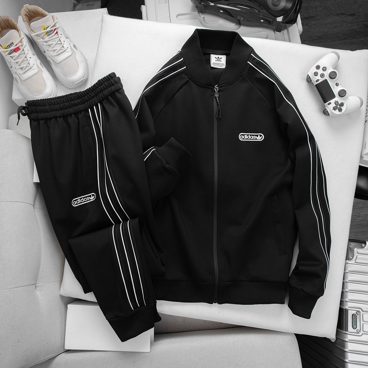 Bộ nam kéo khóa adidas